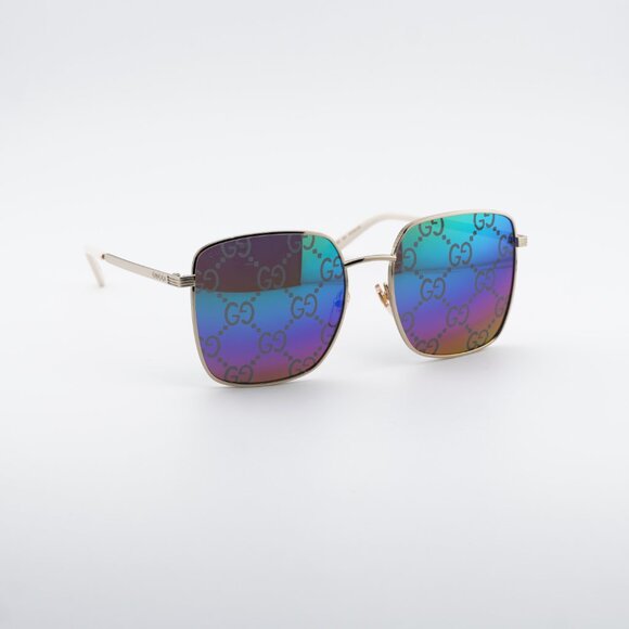 Gucci GG0802S 004 Sunglasses Gold Square Frame, Multicolor Lenses main image 4